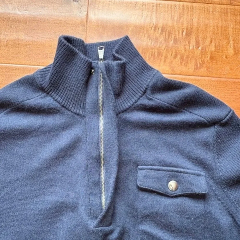 Banana Republic Mens Half-Zip Pullover Sweater Size‎ M Wool-Blend Navy-Blue